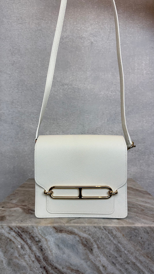 white gold hermes roulis crossbody