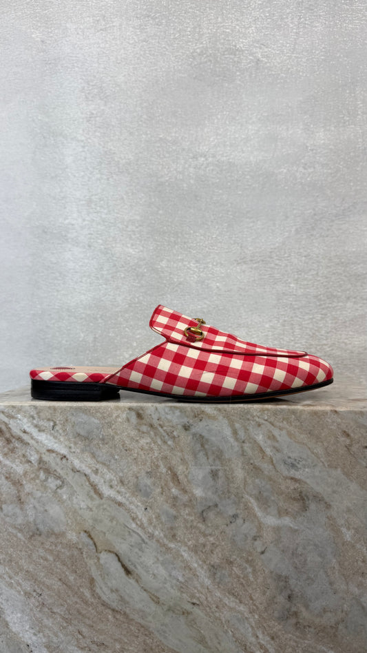 red white gingham princeton mule