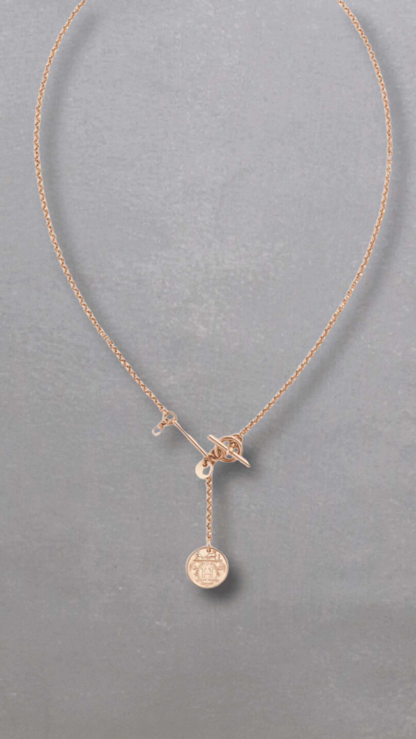 Hermes Rose Gold With Diamond Necklace